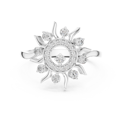 Luxury Women's Diamond Sun Ring, Radiant Sunbeam Design, Fine Jewelry Gift for Her.