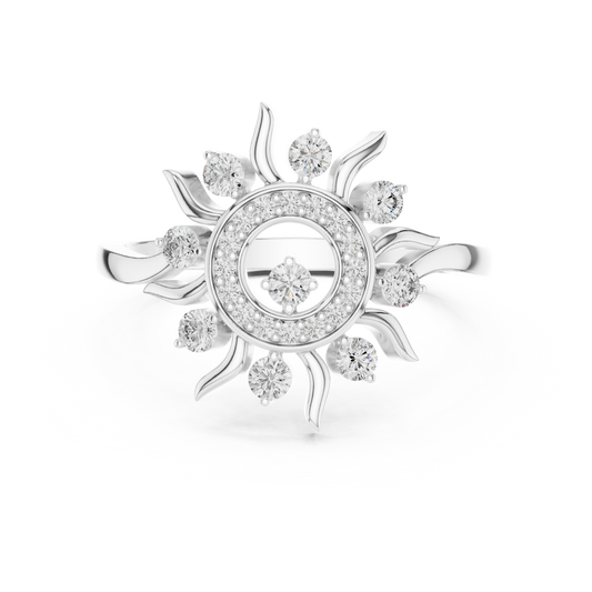 Luxury Women's Diamond Sun Ring, Radiant Sunbeam Design, Fine Jewelry Gift for Her.