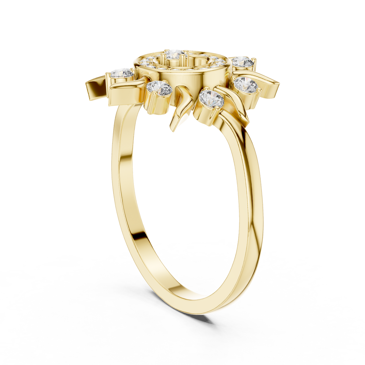 Luxury Women's Diamond Sun Ring, Radiant Sunbeam Design, Fine Jewelry Gift for Her.