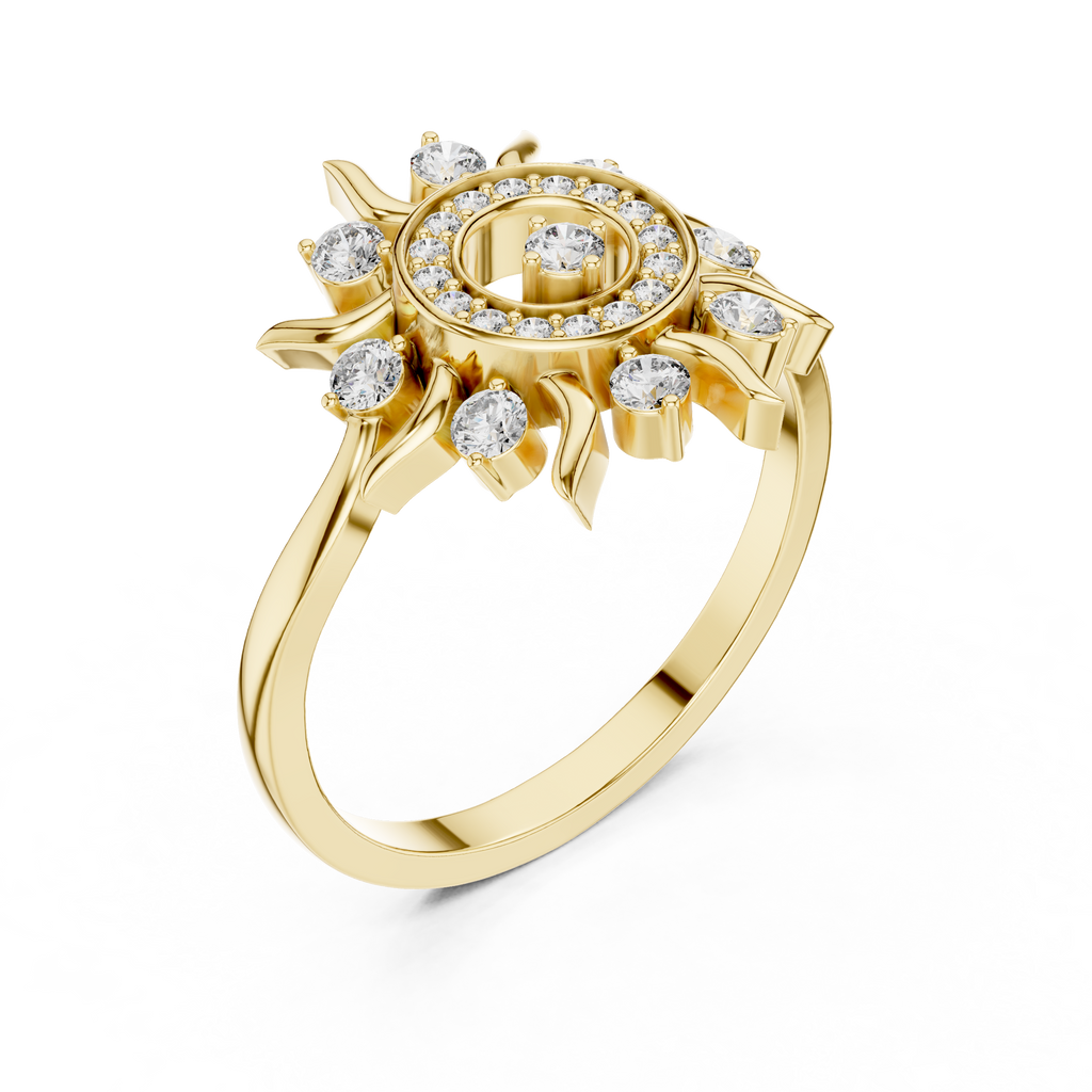 Luxury Women's Diamond Sun Ring, Radiant Sunbeam Design, Fine Jewelry Gift for Her.