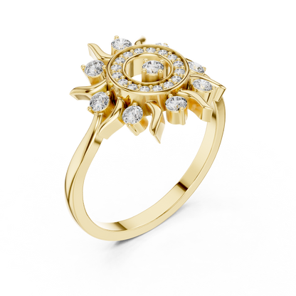 Luxury Women's Diamond Sun Ring, Radiant Sunbeam Design, Fine Jewelry Gift for Her.