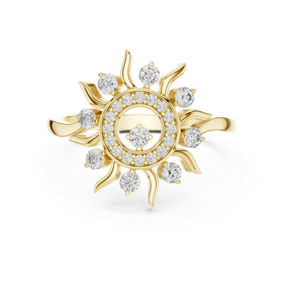Luxury Women's Diamond Sun Ring, Radiant Sunbeam Design, Fine Jewelry Gift for Her.