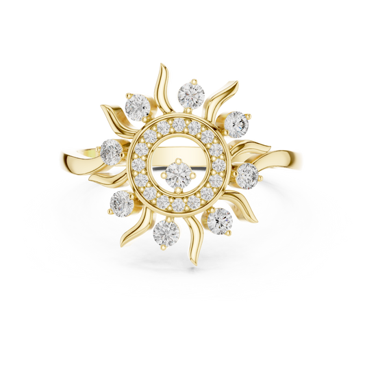 Luxury Women's Diamond Sun Ring, Radiant Sunbeam Design, Fine Jewelry Gift for Her.