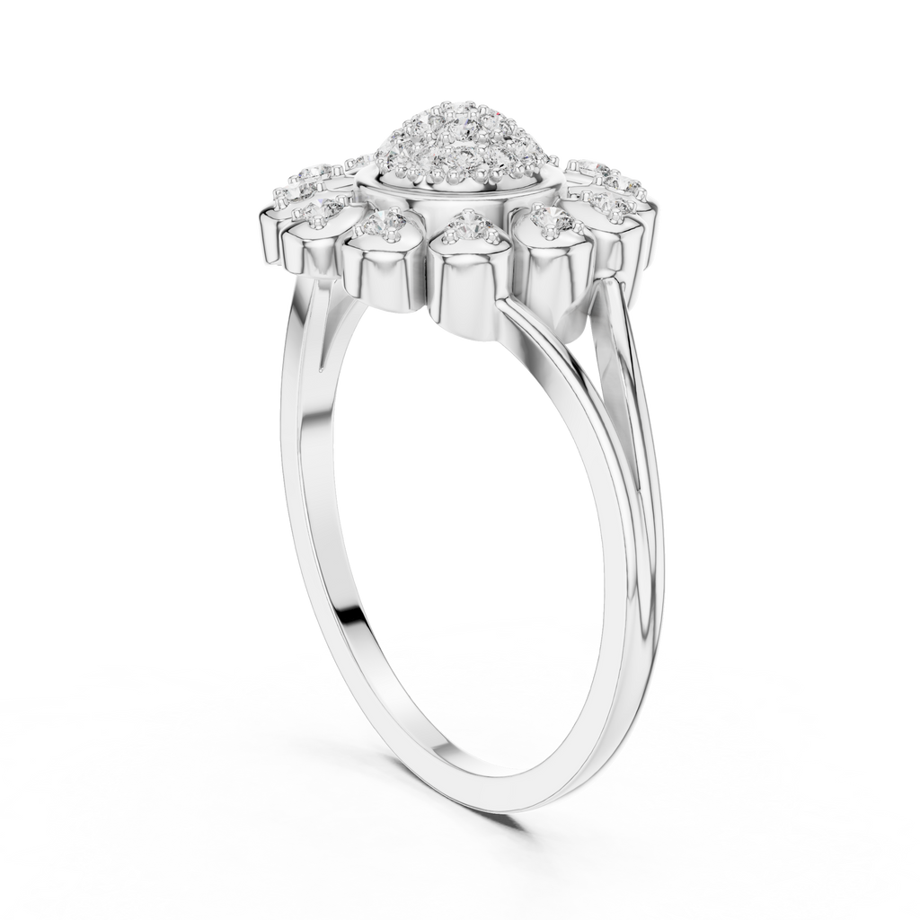 Diamond Daisy Halo Ring for Women, Nature Inspired Fine Jewelry, Birthday Gift