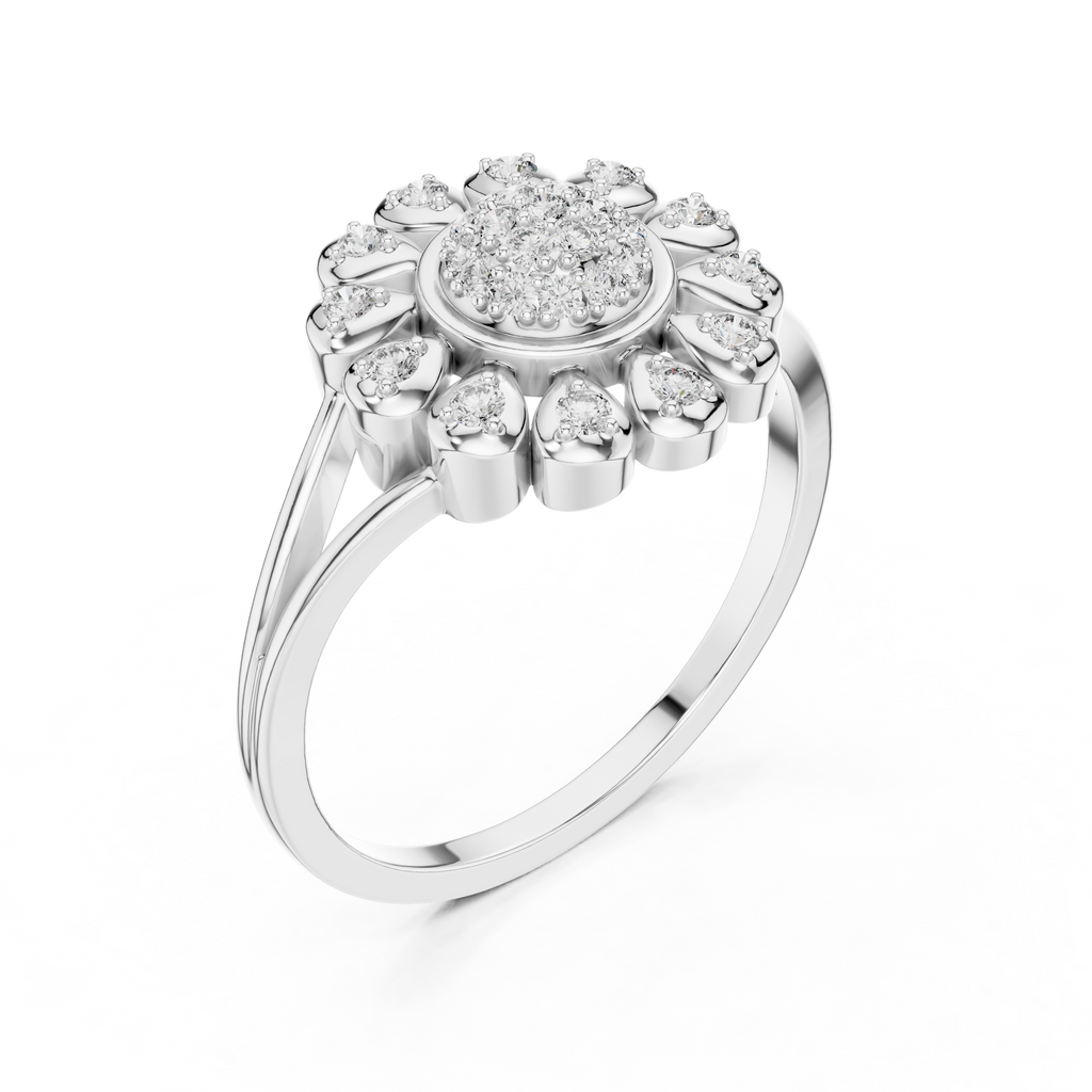 Diamond Daisy Halo Ring for Women, Nature Inspired Fine Jewelry, Birthday Gift