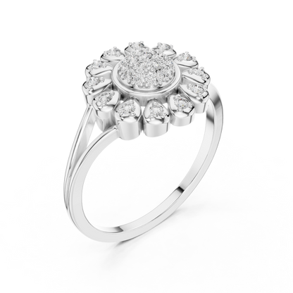 Diamond Daisy Halo Ring for Women, Nature Inspired Fine Jewelry, Birthday Gift