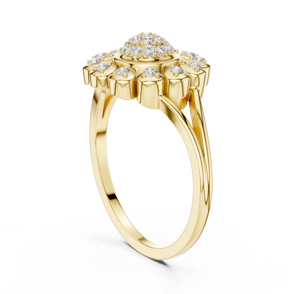 Diamond Daisy Halo Ring for Women, Nature Inspired Fine Jewelry, Birthday Gift