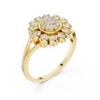 Diamond Daisy Halo Ring for Women, Nature Inspired Fine Jewelry, Birthday Gift