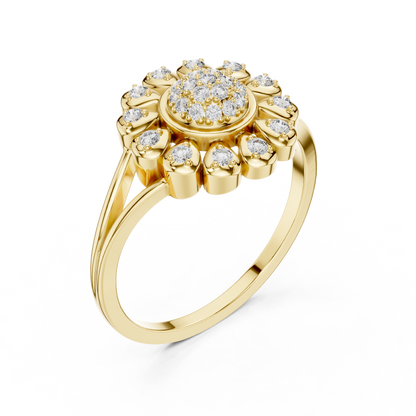 Diamond Daisy Halo Ring for Women, Nature Inspired Fine Jewelry, Birthday Gift