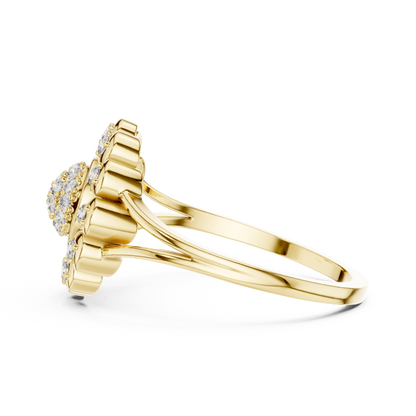 Diamond Daisy Halo Ring for Women, Nature Inspired Fine Jewelry, Birthday Gift