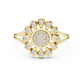 Diamond Daisy Halo Ring for Women, Nature Inspired Fine Jewelry, Birthday Gift