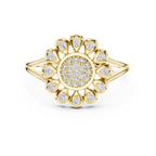 Diamond Daisy Halo Ring for Women, Nature Inspired Fine Jewelry, Birthday Gift