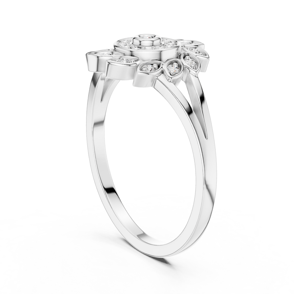 Luxury Diamond Floral Medallion Ring for Women, Elegant Statement Jewelry Gift