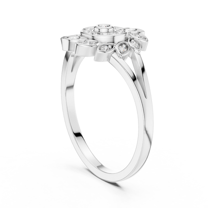 Luxury Diamond Floral Medallion Ring for Women, Elegant Statement Jewelry Gift