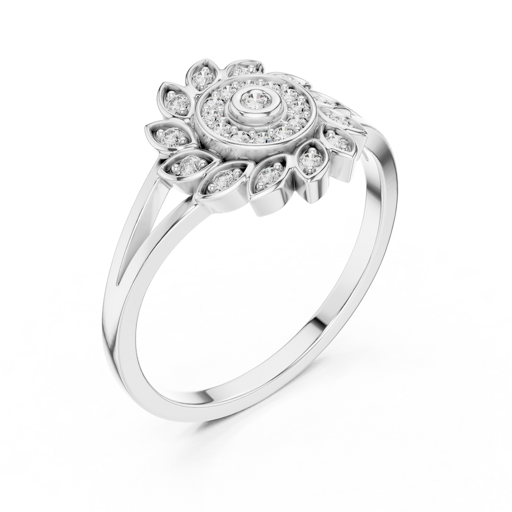 Luxury Diamond Floral Medallion Ring for Women, Elegant Statement Jewelry Gift