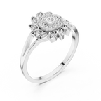 Luxury Diamond Floral Medallion Ring for Women, Elegant Statement Jewelry Gift