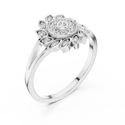 Luxury Diamond Floral Medallion Ring for Women, Elegant Statement Jewelry Gift