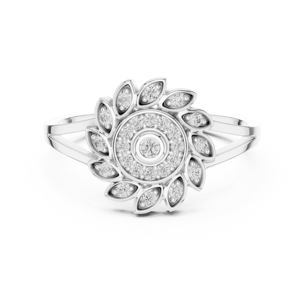 Luxury Diamond Floral Medallion Ring for Women, Elegant Statement Jewelry Gift