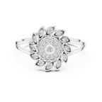 Luxury Diamond Floral Medallion Ring for Women, Elegant Statement Jewelry Gift