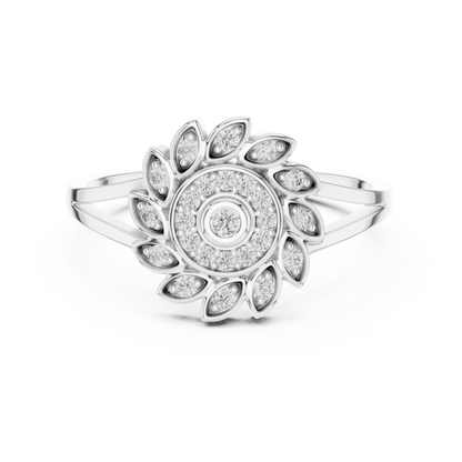 Luxury Diamond Floral Medallion Ring for Women, Elegant Statement Jewelry Gift
