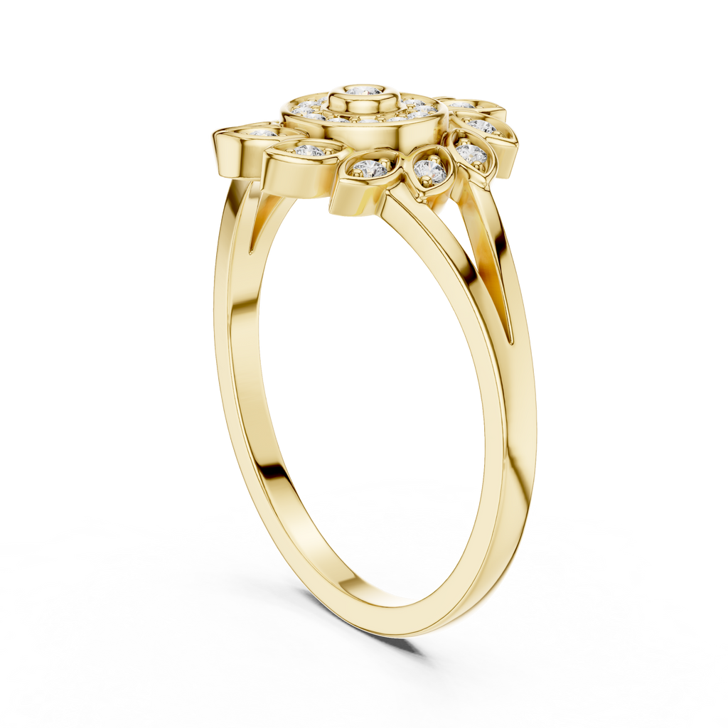 Luxury Diamond Floral Medallion Ring for Women, Elegant Statement Jewelry Gift