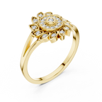 Luxury Diamond Floral Medallion Ring for Women, Elegant Statement Jewelry Gift