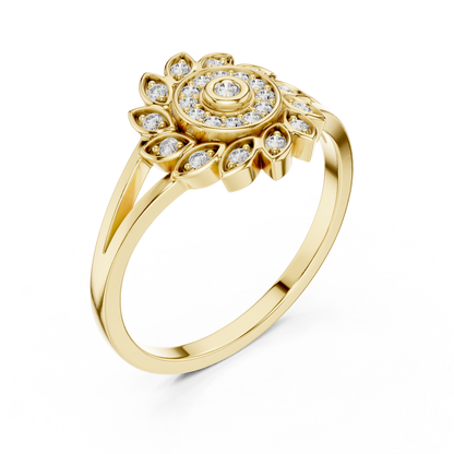 Luxury Diamond Floral Medallion Ring for Women, Elegant Statement Jewelry Gift