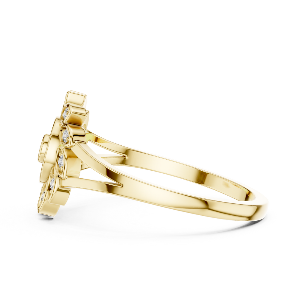 Luxury Diamond Floral Medallion Ring for Women, Elegant Statement Jewelry Gift