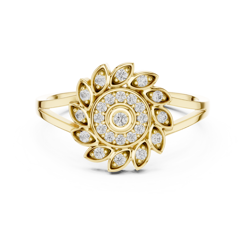 Luxury Diamond Floral Medallion Ring for Women, Elegant Statement Jewelry Gift