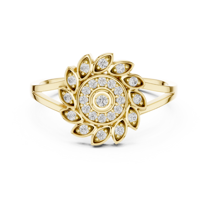 Luxury Diamond Floral Medallion Ring for Women, Elegant Statement Jewelry Gift
