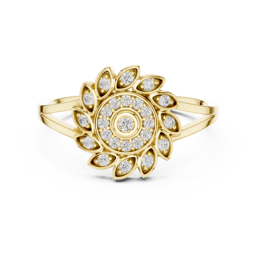 Luxury Diamond Floral Medallion Ring for Women, Elegant Statement Jewelry Gift