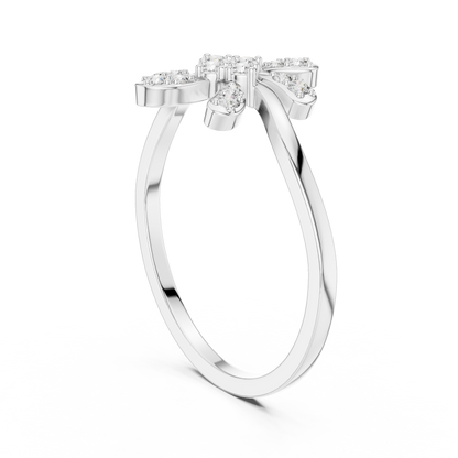 Luxury Diamond Floral Statement Ring for Women, Elegant Flower Design Jewelry