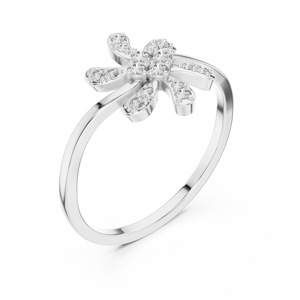 Luxury Diamond Floral Statement Ring for Women, Elegant Flower Design Jewelry