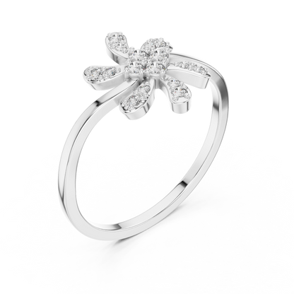 Luxury Diamond Floral Statement Ring for Women, Elegant Flower Design Jewelry