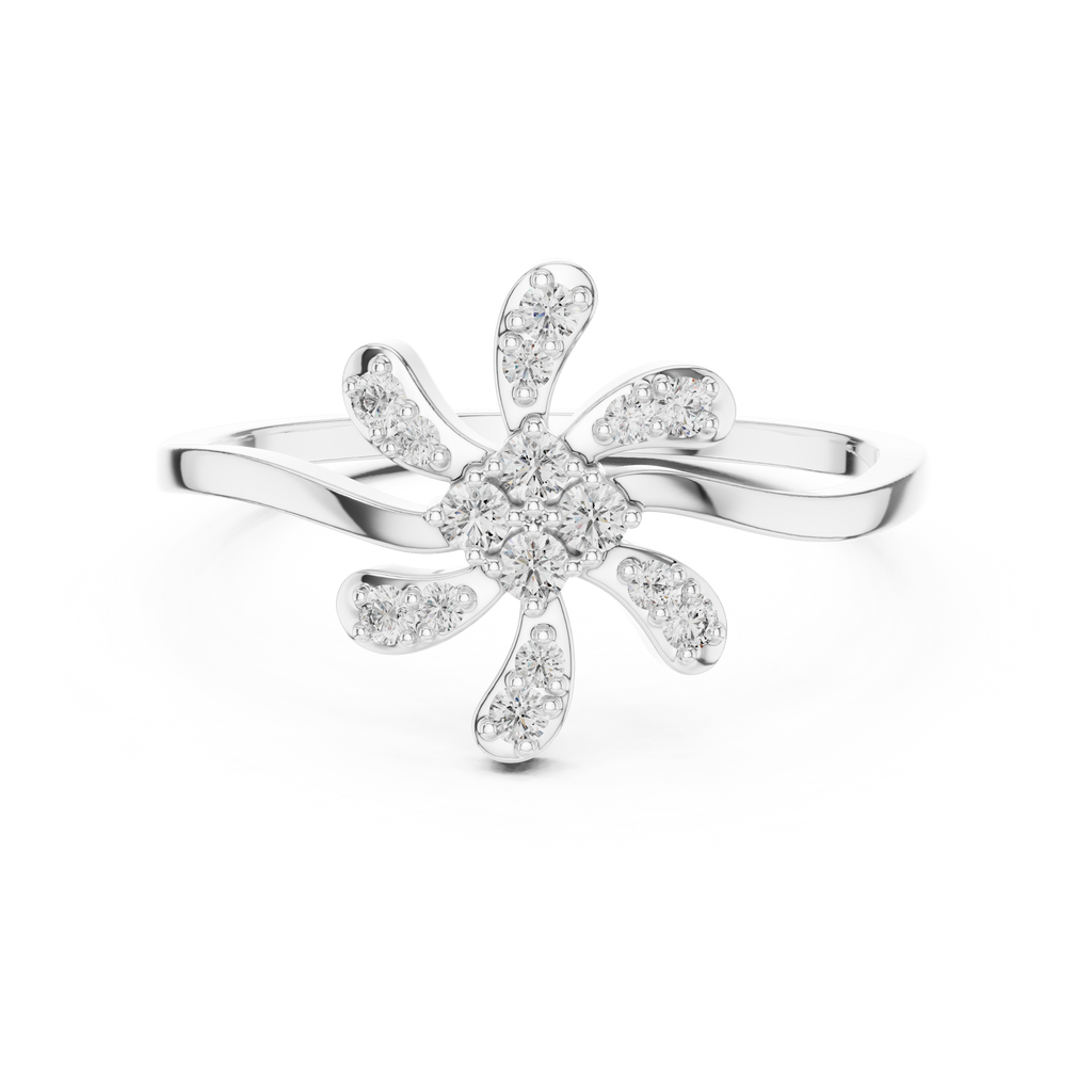 Luxury Diamond Floral Statement Ring for Women, Elegant Flower Design Jewelry