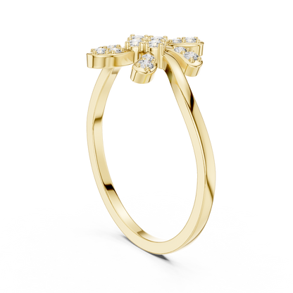 Luxury Diamond Floral Statement Ring for Women, Elegant Flower Design Jewelry