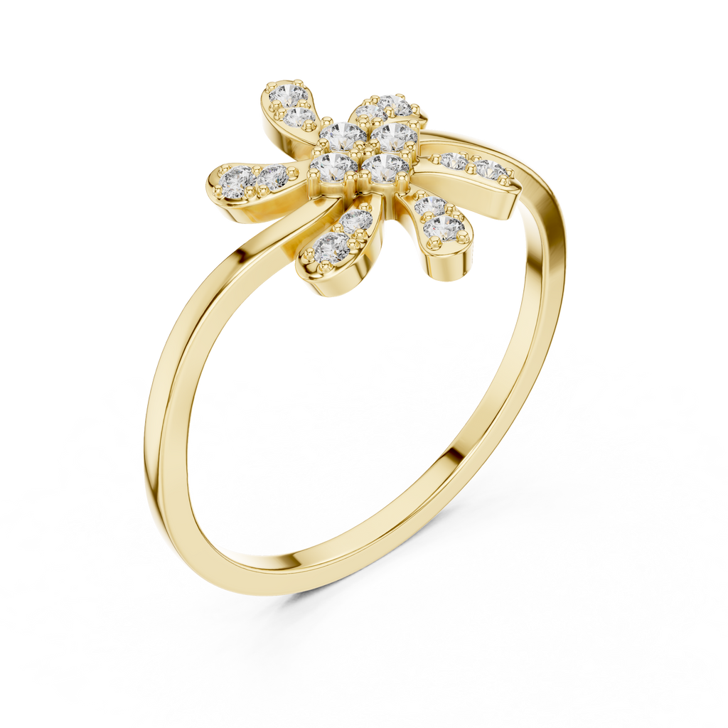 Luxury Diamond Floral Statement Ring for Women, Elegant Flower Design Jewelry