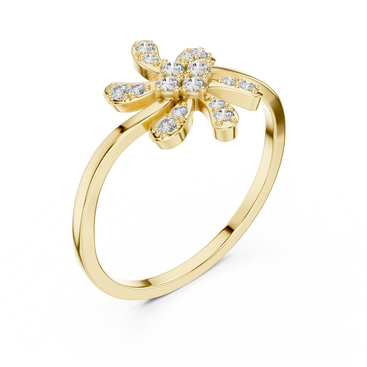 Luxury Diamond Floral Statement Ring for Women, Elegant Flower Design Jewelry