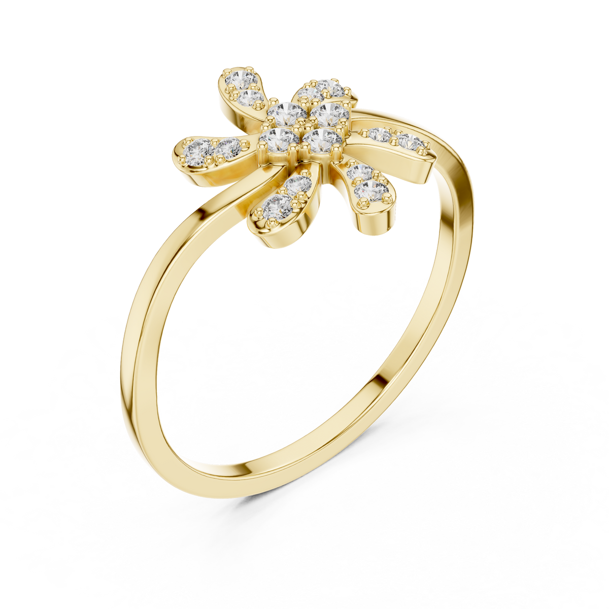 Luxury Diamond Floral Statement Ring for Women, Elegant Flower Design Jewelry