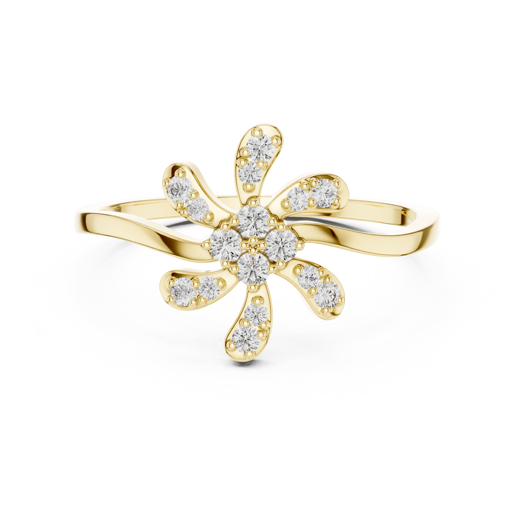 Luxury Diamond Floral Statement Ring for Women, Elegant Flower Design Jewelry