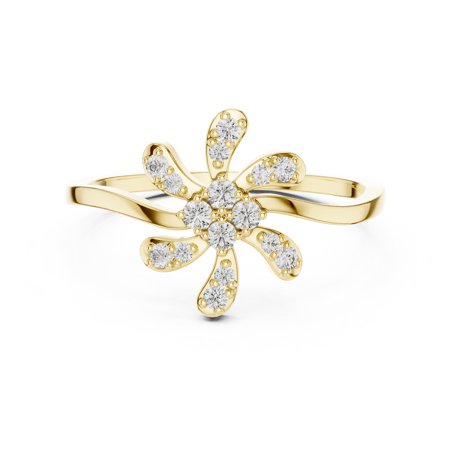 Luxury Diamond Floral Statement Ring for Women, Elegant Flower Design Jewelry
