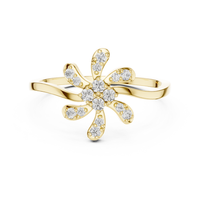 Luxury Diamond Floral Statement Ring for Women, Elegant Flower Design Jewelry