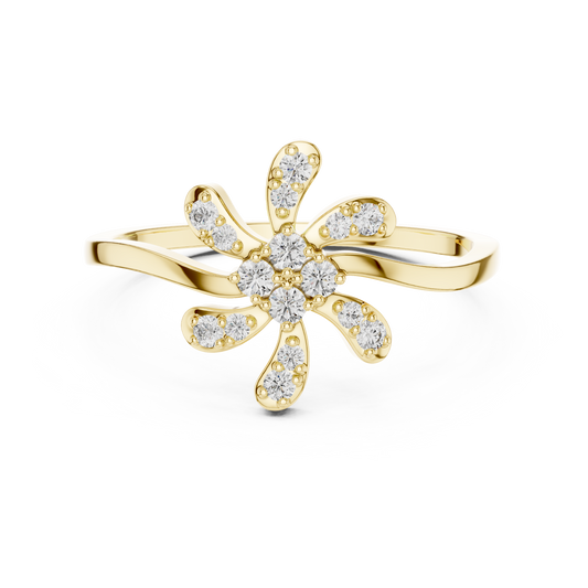 Luxury Diamond Floral Statement Ring for Women, Elegant Flower Design Jewelry
