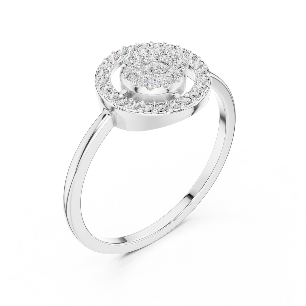 Women's Sparkling Diamond Halo Ring, Classic Round Cluster Design