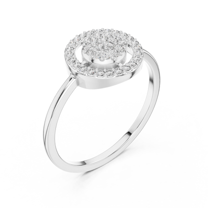 Women's Sparkling Diamond Halo Ring, Classic Round Cluster Design