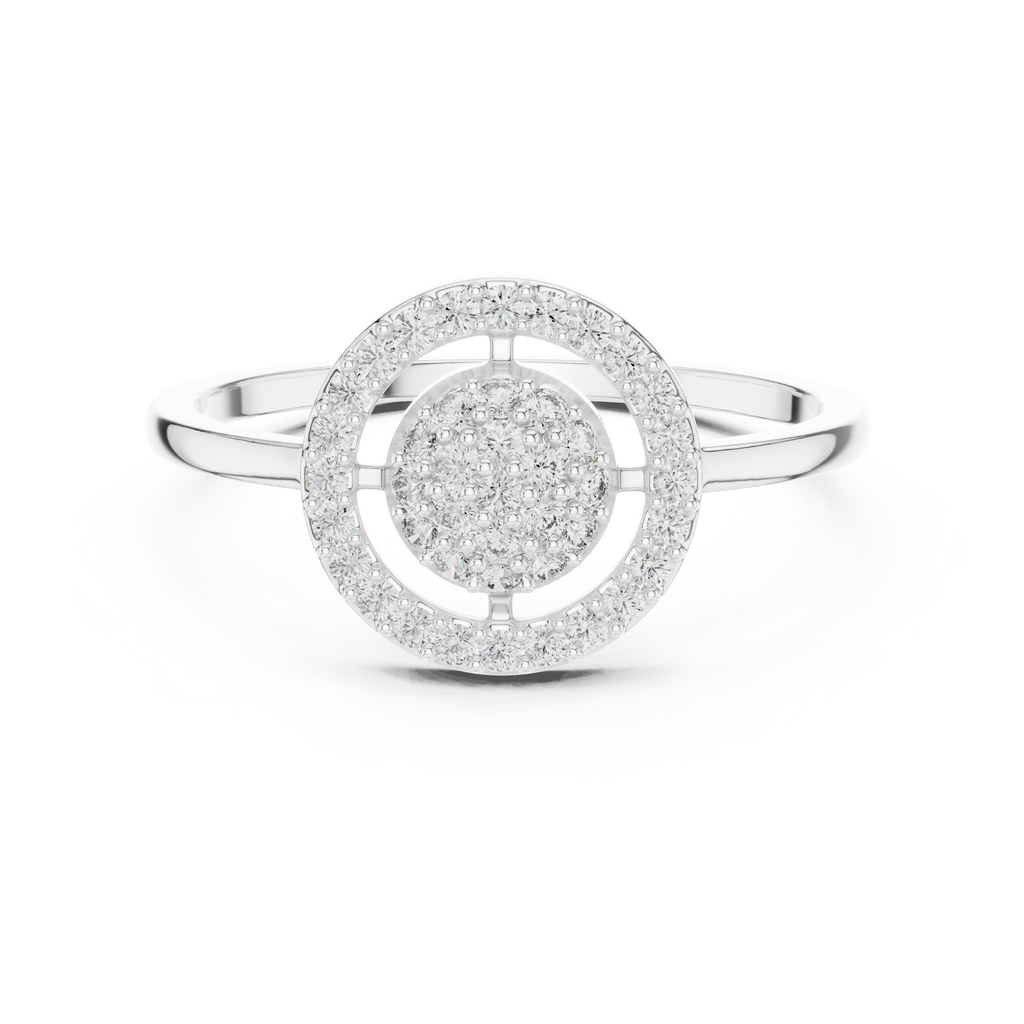 Women's Sparkling Diamond Halo Ring, Classic Round Cluster Design