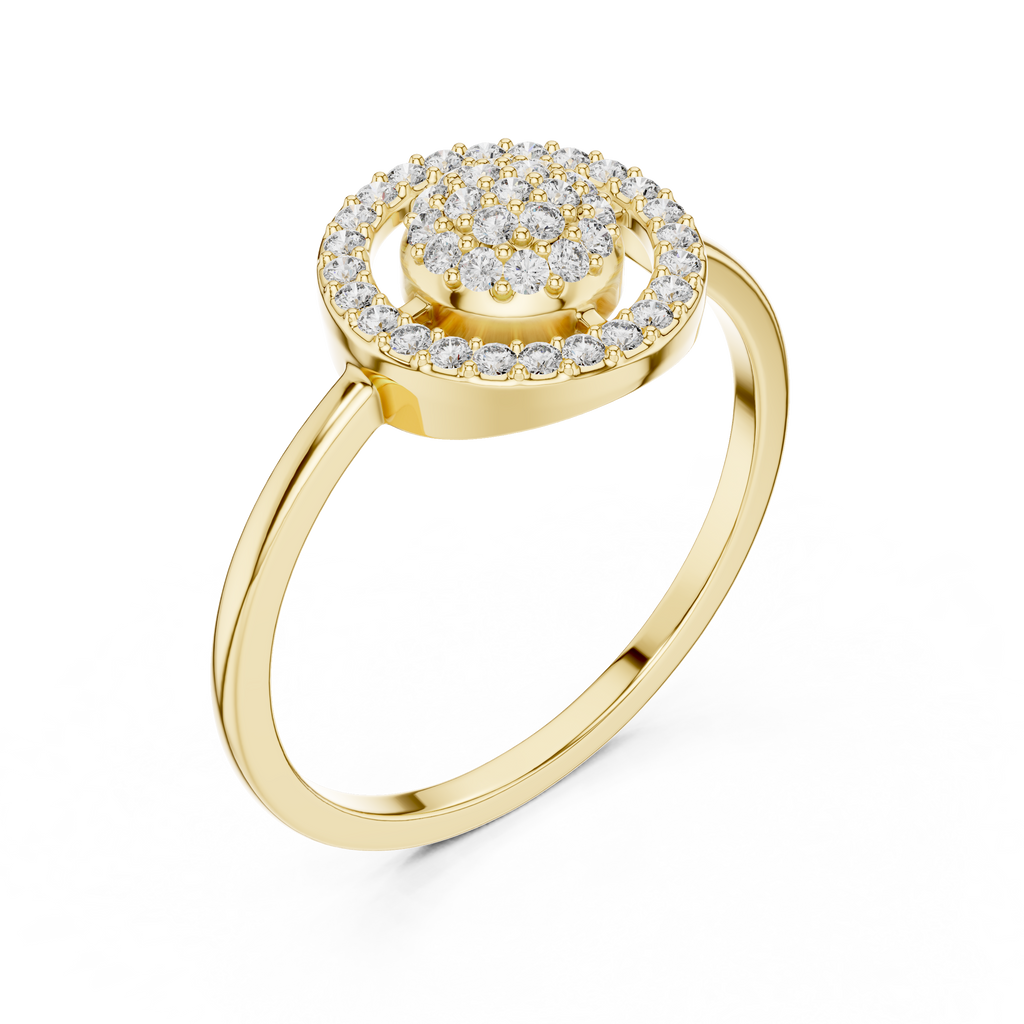 Women's Sparkling Diamond Halo Ring, Classic Round Cluster Design