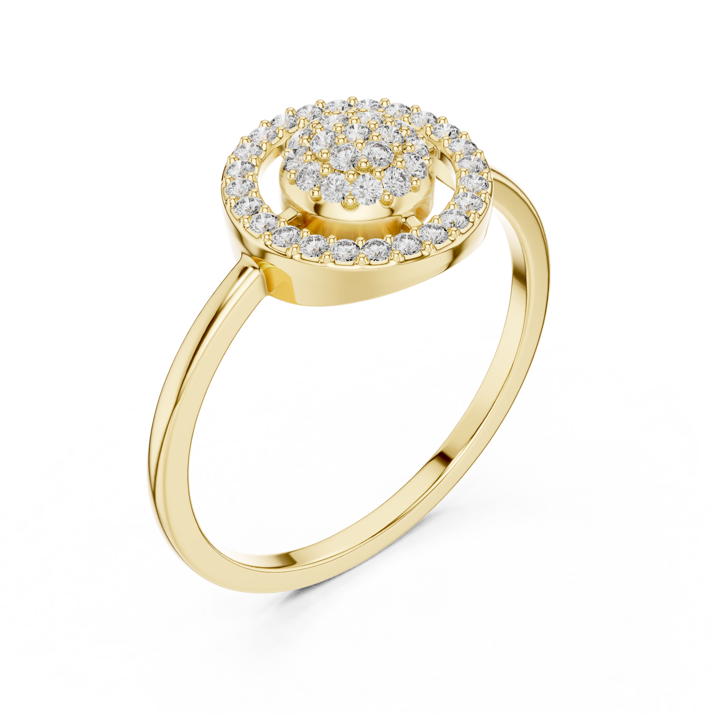 Women's Sparkling Diamond Halo Ring, Classic Round Cluster Design