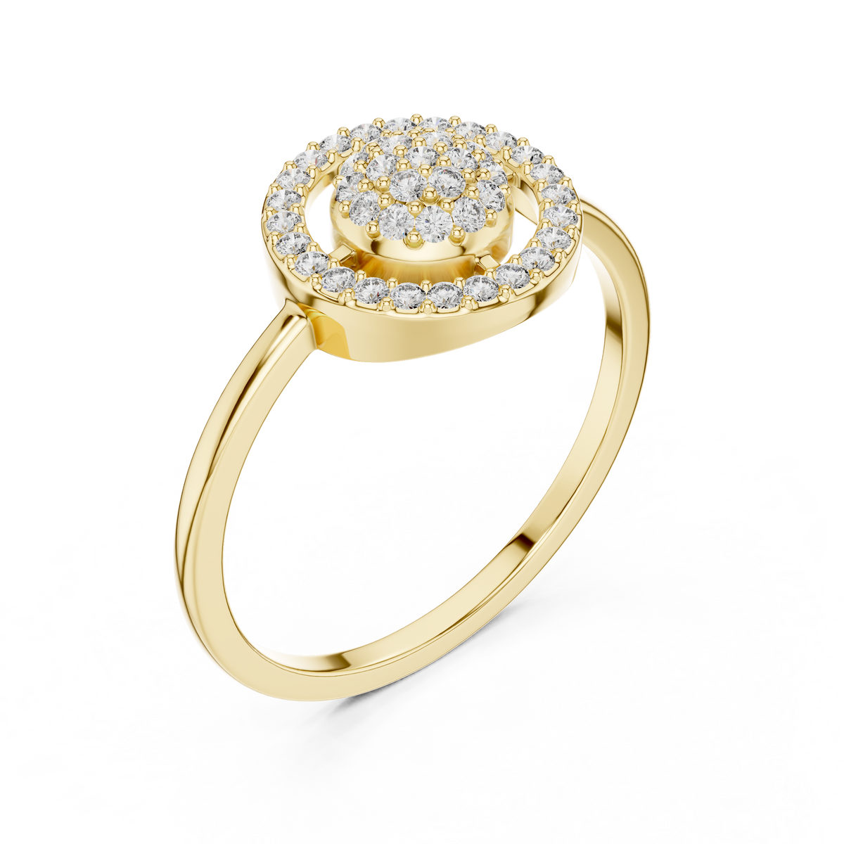 Women's Sparkling Diamond Halo Ring, Classic Round Cluster Design