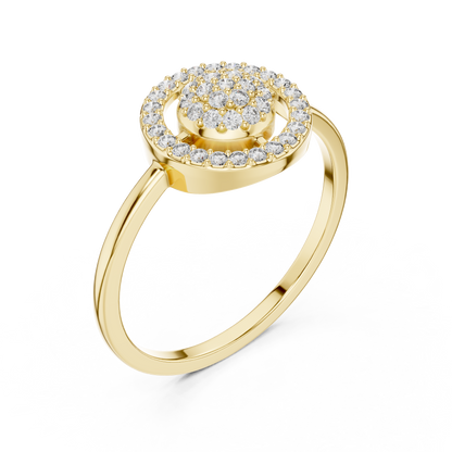 Women's Sparkling Diamond Halo Ring, Classic Round Cluster Design